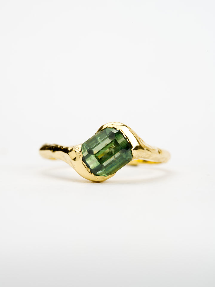 Emerald Cut Deep Green Montana Sapphire Ring - 2.055ct, handcrafted by Rigby Leigh