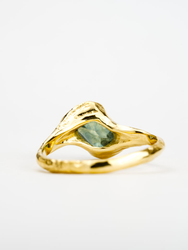 Emerald Cut Green Montana Sapphire Ring - 1.975ct, handcrafted by Rigby Leigh