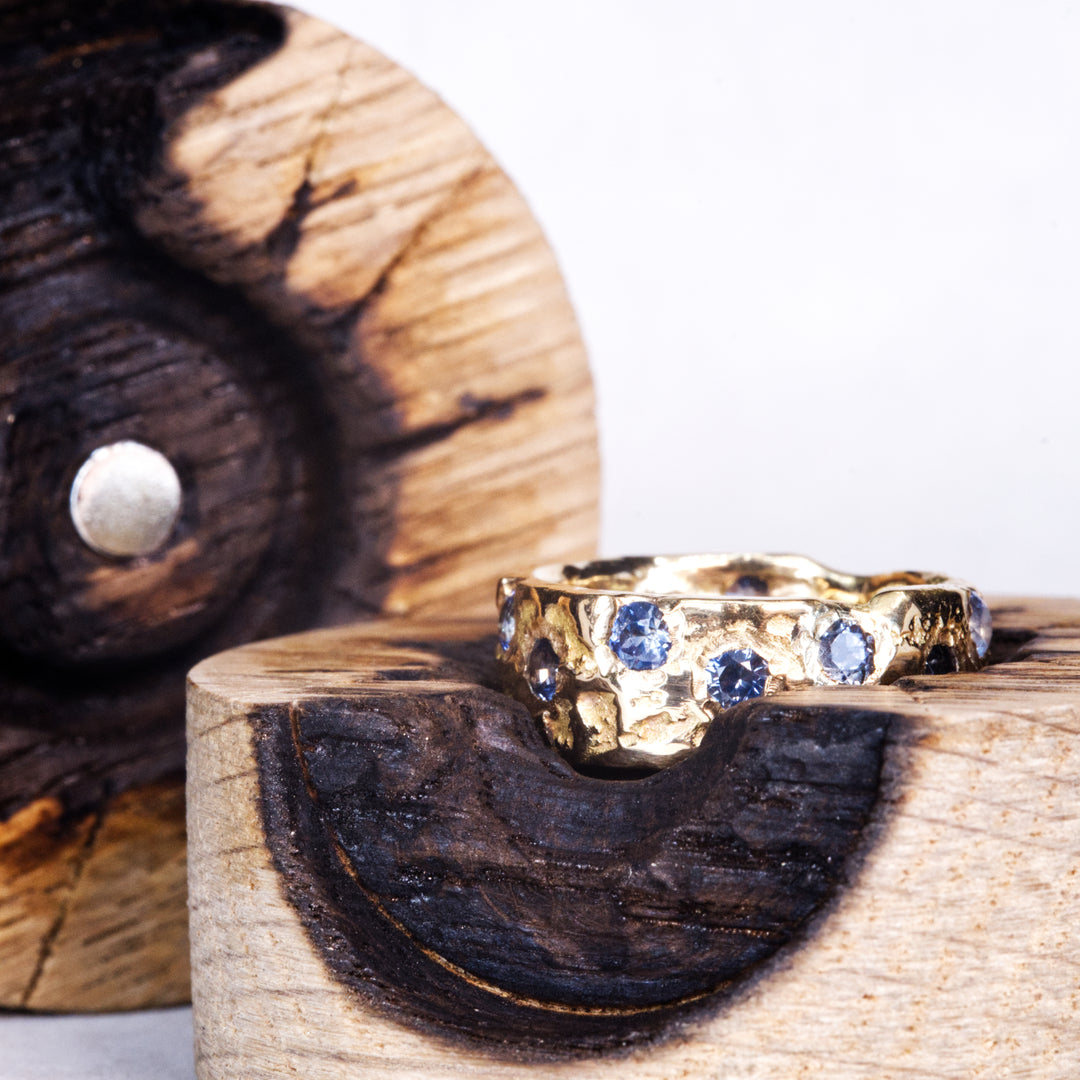 Eternity Wide Montana Sapphire Ring, handcrafted by Rigby Leigh