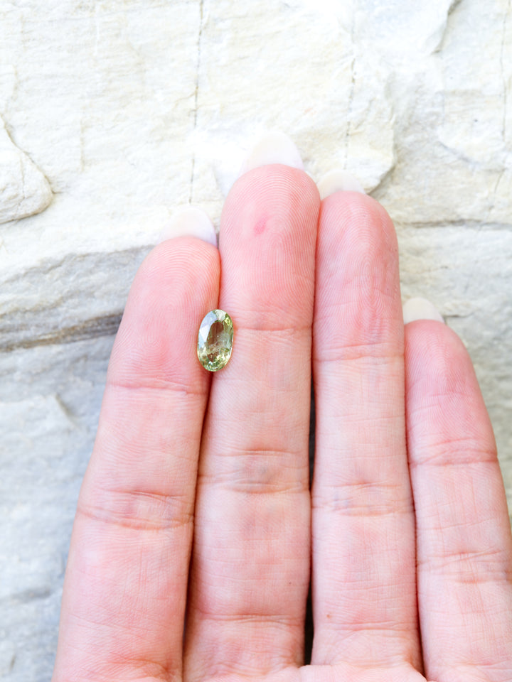 Fernlight — 1.640ct green Montana sapphire, 9mm, heated