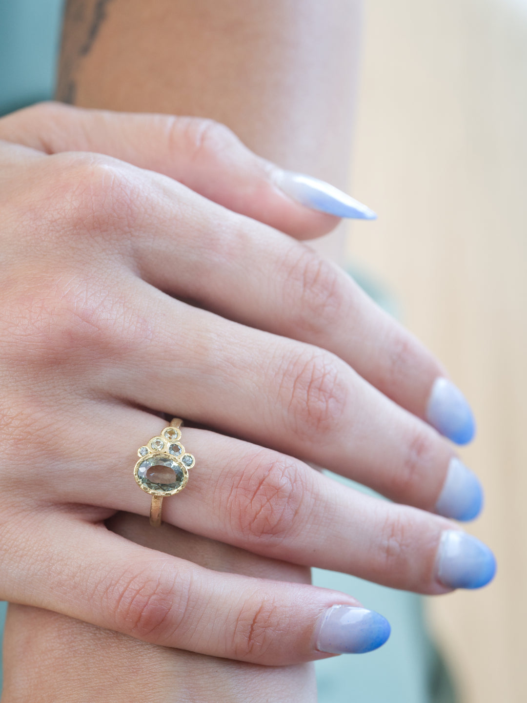 Heather Green Montana Sapphire Ring - 1.50ct, handcrafted by Rigby Leigh