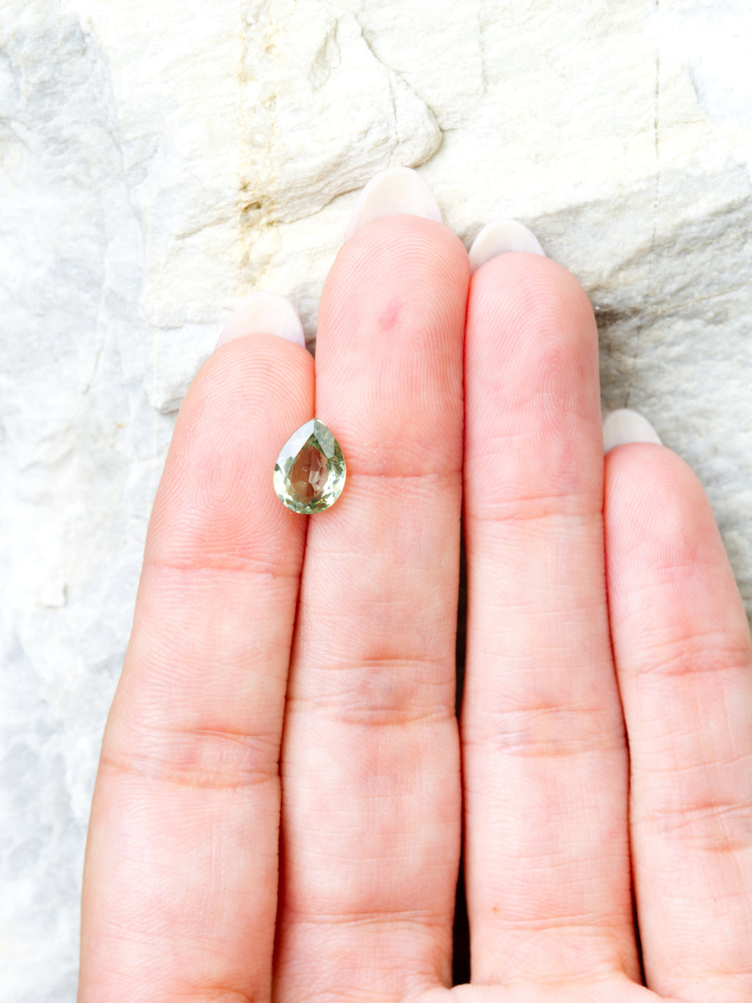 Juniper Light — 2.405ct green pear Montana sapphire, 9mm, unheated