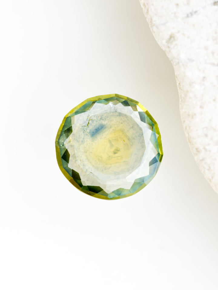 Lichen Light — 0.995ct green Montana sapphire, 8mm, heated