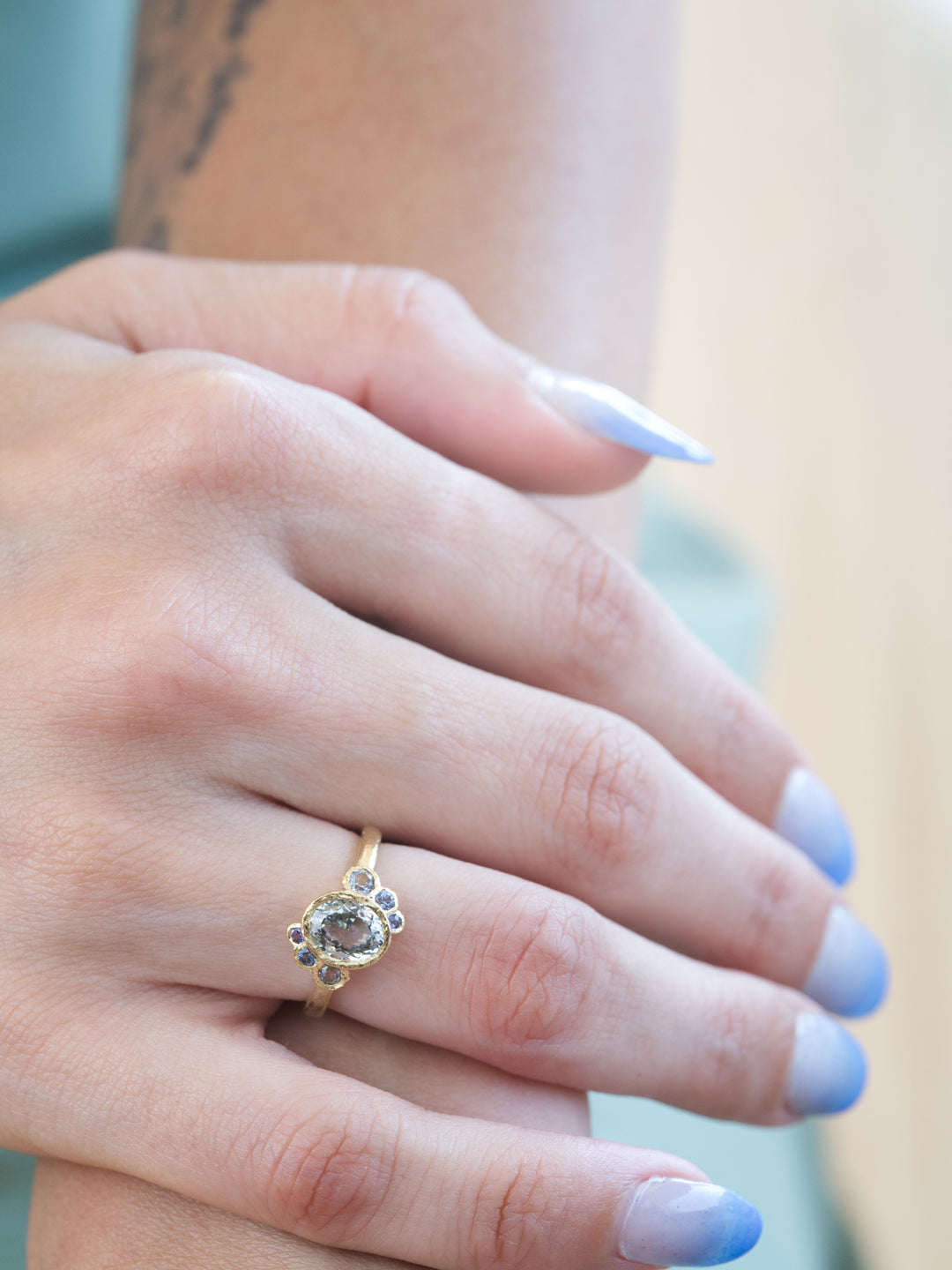 Mist White Montana Sapphire Ring - 1.47ct, handcrafted by Rigby Leigh