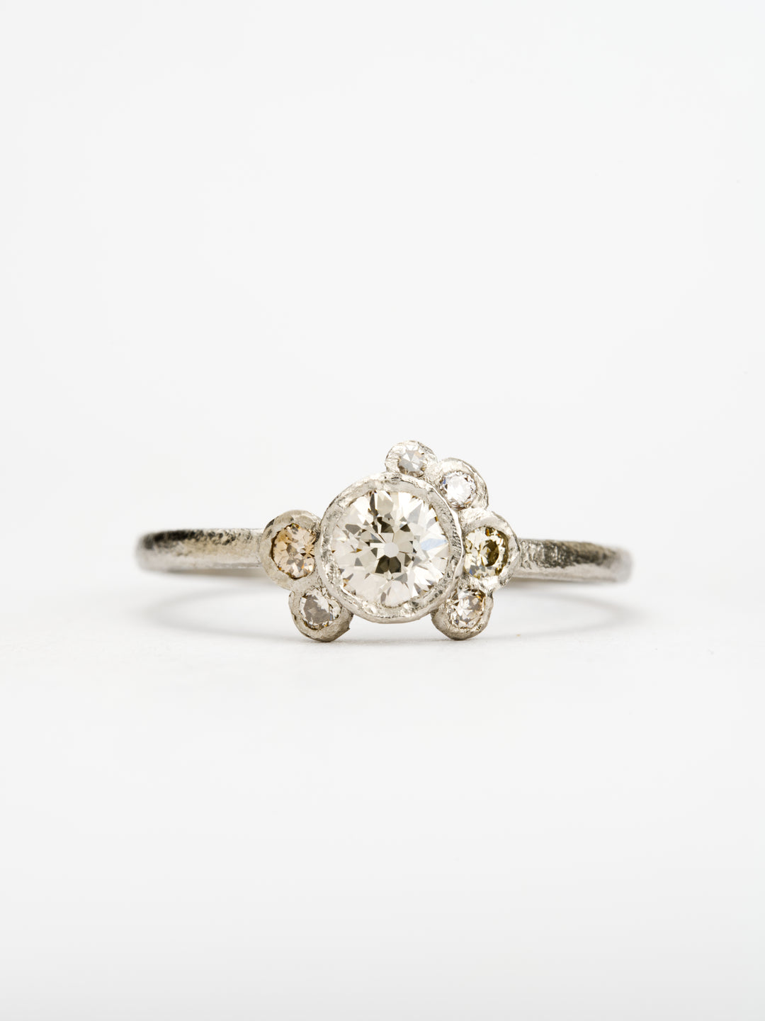Moonlit White Antique Diamond Ring - 0.35ct, handcrafted by RigbyLeigh