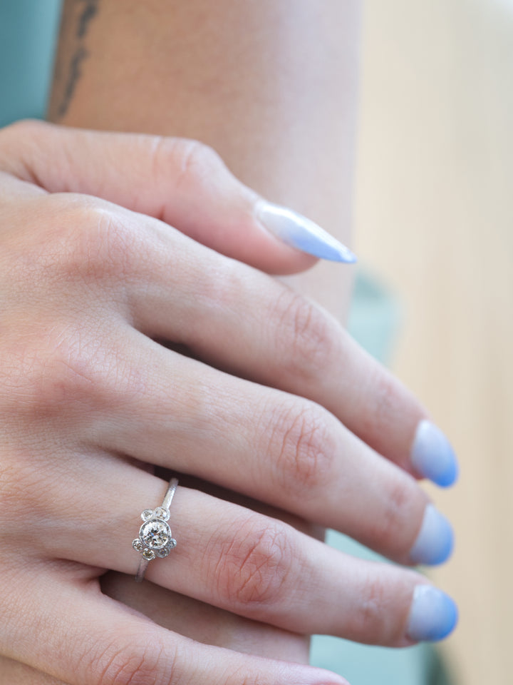 Moonlit White Antique Diamond Ring - 0.35ct, handcrafted by RigbyLeigh