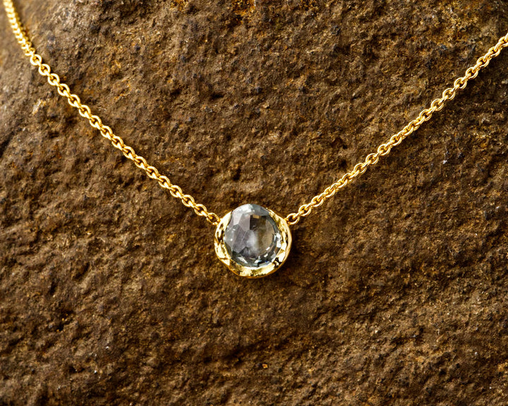 Morning Sky Blue Montana Sapphire Necklace, handcrafted by Rigby Leigh