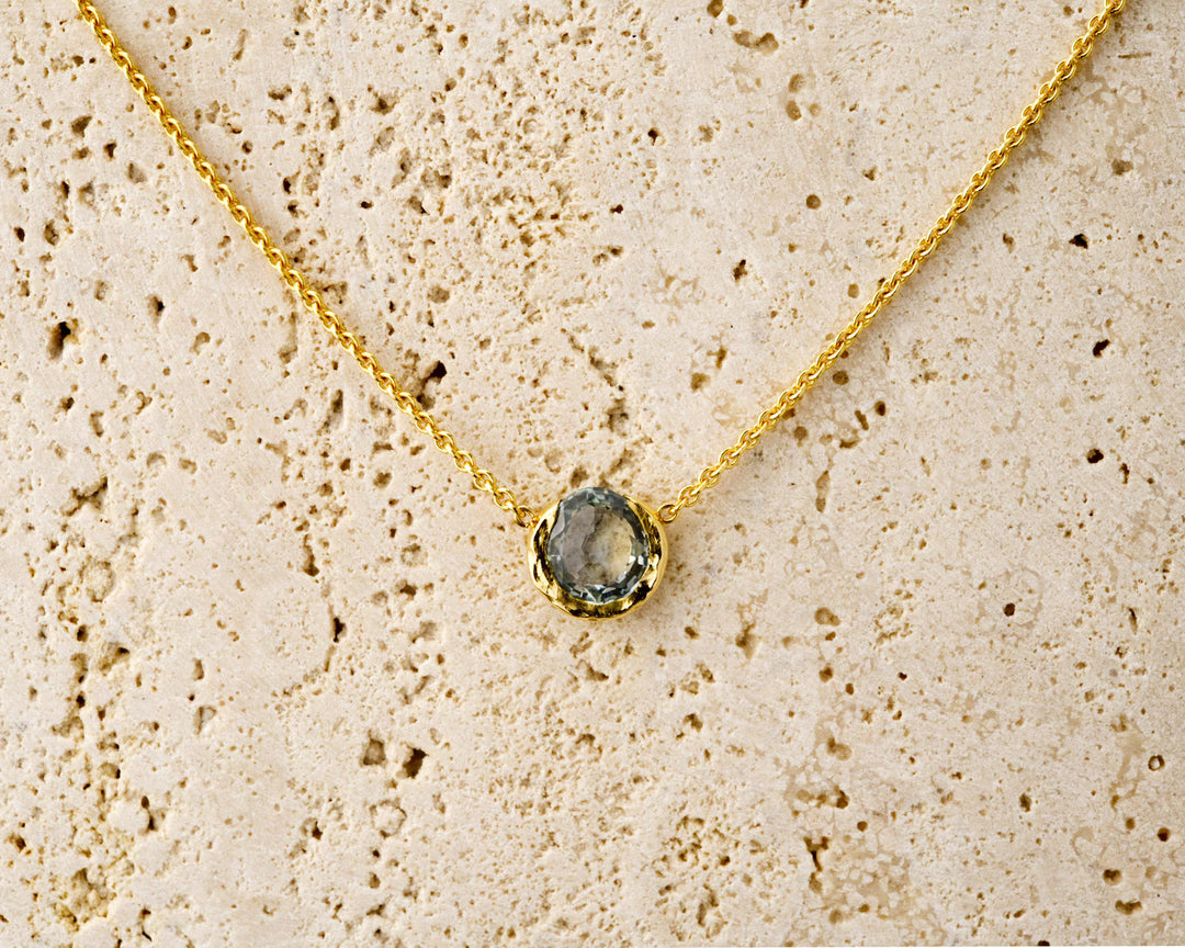 Morning Sky Blue Montana Sapphire Necklace, handcrafted by Rigby Leigh