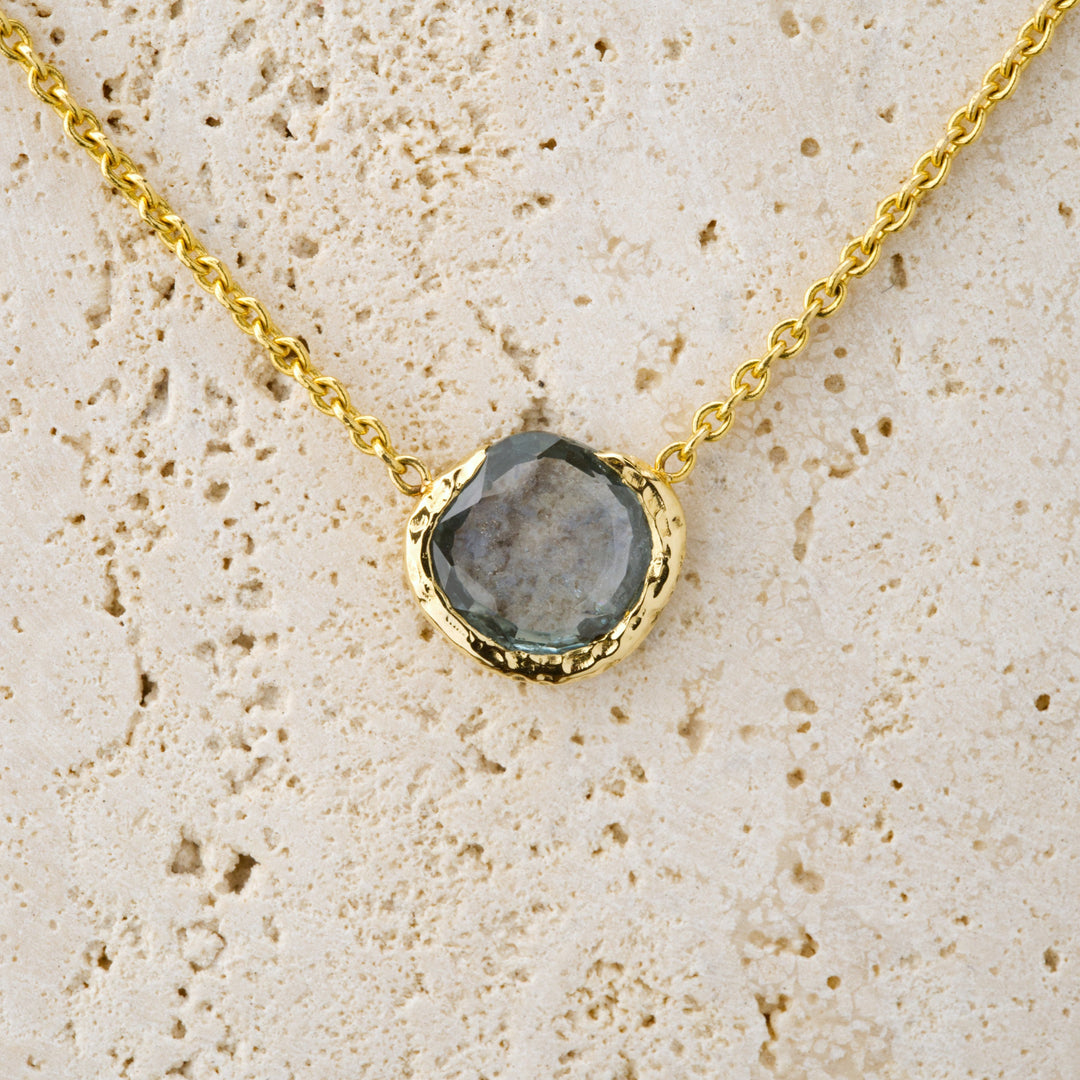 Mountain Lake Blue Montana Sapphire Necklace, handcrafted by Rigby Leigh