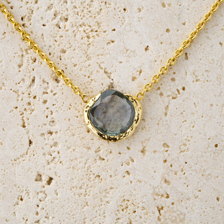 Mountain Lake Blue Montana Sapphire Necklace, handcrafted by Rigby Leigh