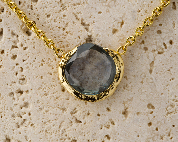 Mountain Lake Blue Montana Sapphire Necklace, handcrafted by Rigby Leigh