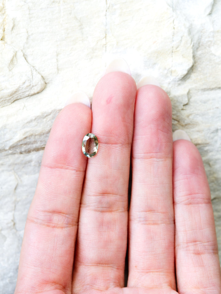 Pale Canopy — 1.210ct green Montana sapphire, 8mm, unheated
