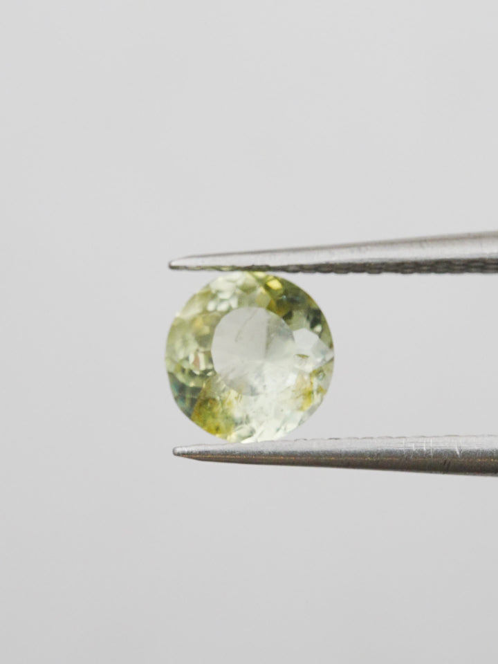 Lichen Glow — 1.550ct yellow round Montana sapphire, 7mm, unheated
