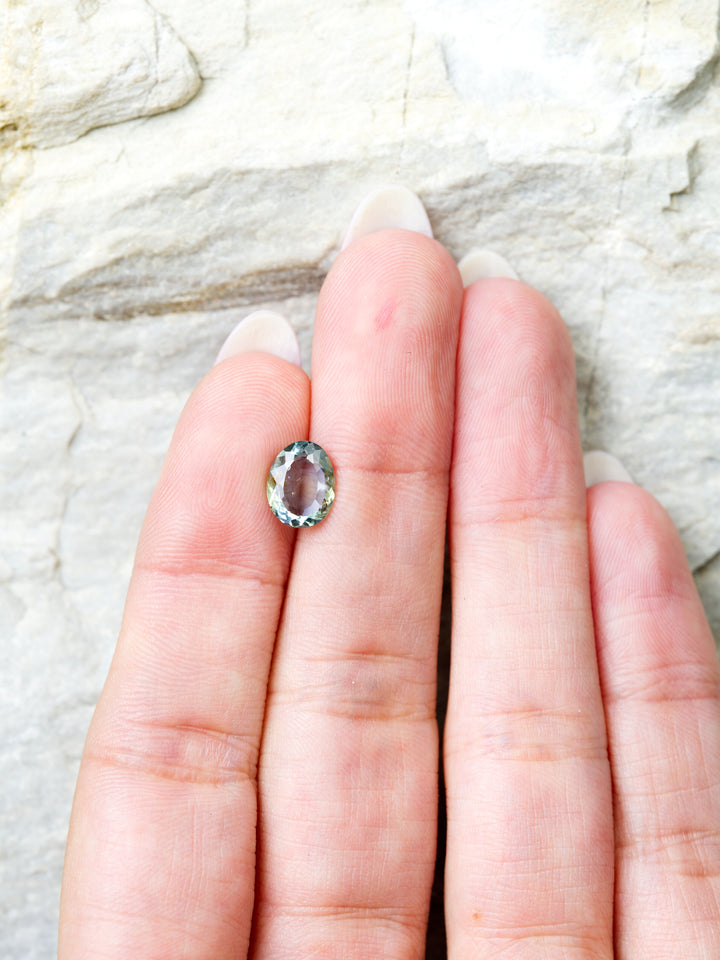 Quiet Fjord — 1.820ct bi-color Montana sapphire, 9mm, unheated