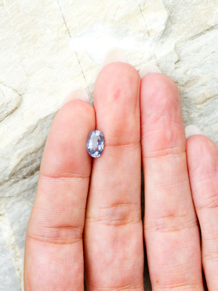 Sea Glass — 1.500ct blue oval Montana sapphire, 8mm, unheated