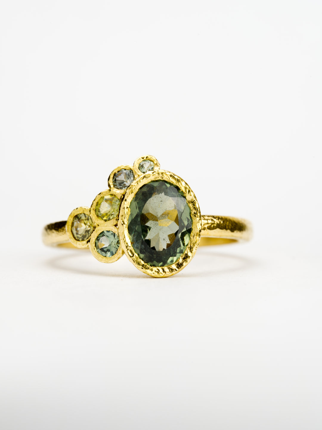 Shale Green Montana Sapphire Ring - 1.37ct, handcrafted by Rigby Leigh