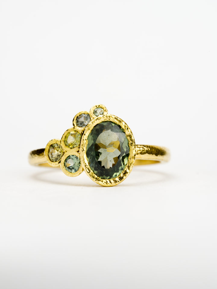 Shale Green Montana Sapphire Ring - 1.37ct, handcrafted by Rigby Leigh