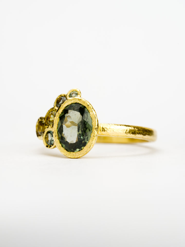 Shale Green Montana Sapphire Ring - 1.37ct, handcrafted by Rigby Leigh