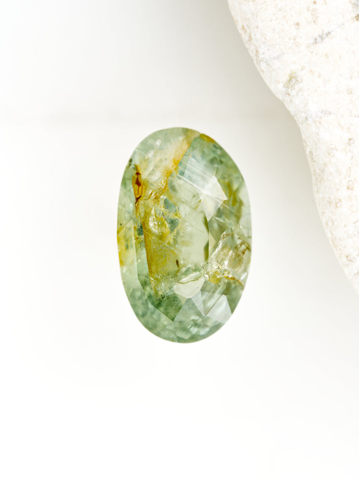 Verdant Fracture — 1.880ct green Montana sapphire, 9mm, unheated