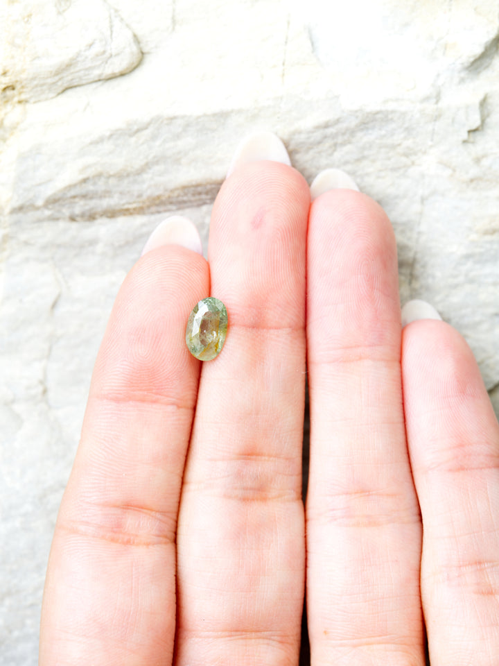 Verdant Fracture — 1.880ct green Montana sapphire, 9mm, unheated
