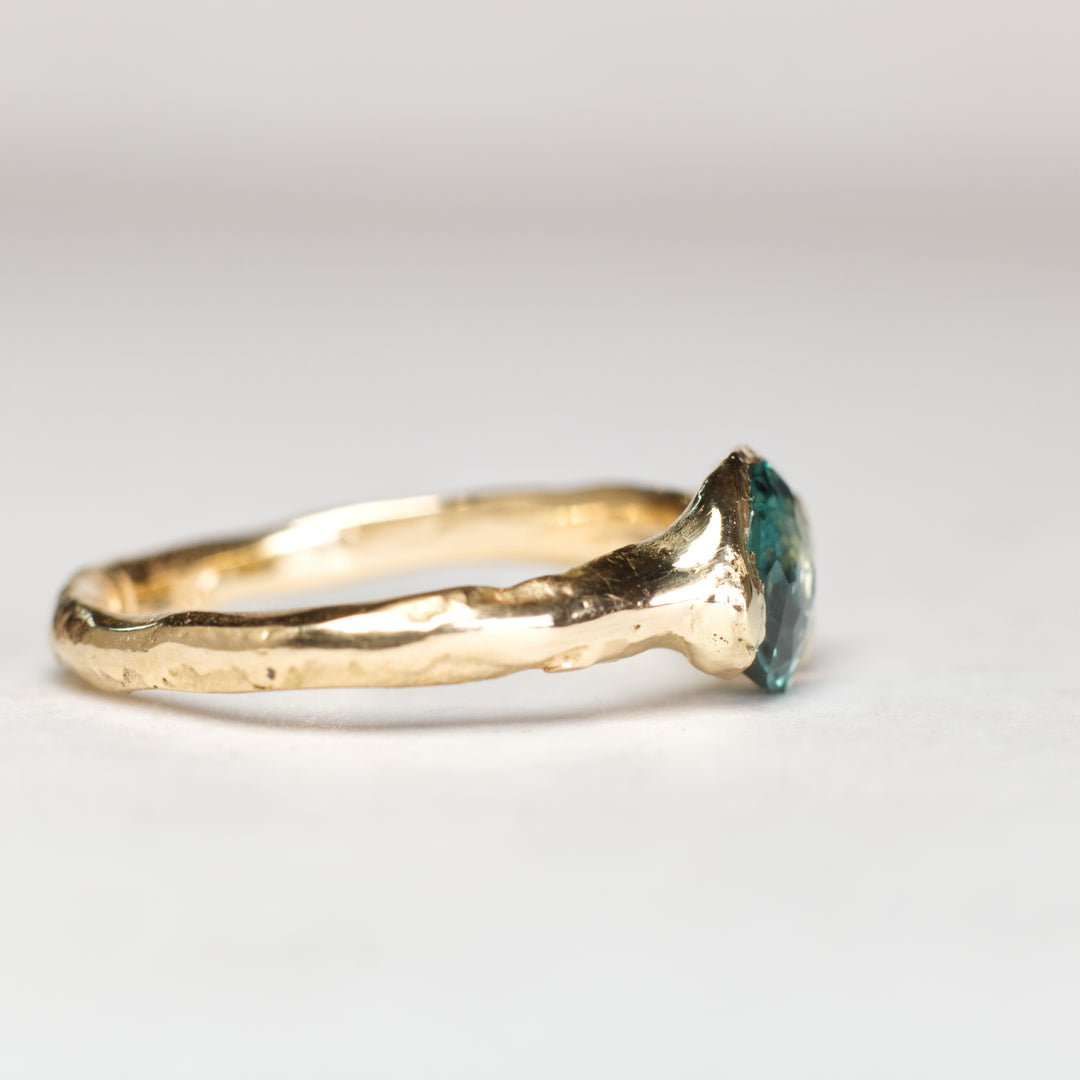 Lagoon Blue Montana Sapphire Ring - Low Profile