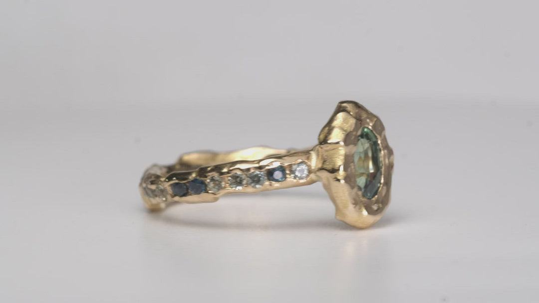 Bi-Color Sapphire Engagement Ring | OOAK