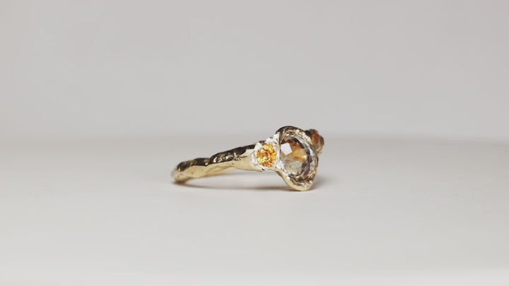 Lavender & Orange Bi-Color Montana Sapphire Ring - 3 Stone