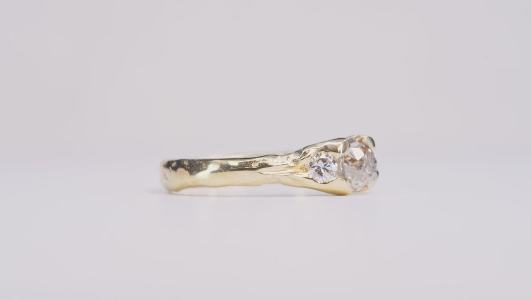 Old Mine Diamond Ring - 3 Stone