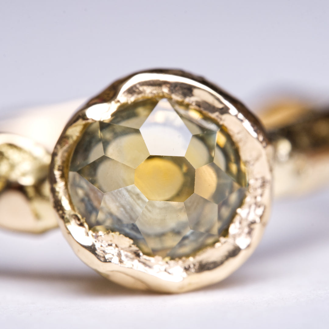 Golden Green Solitaire Montana Sapphire Ring