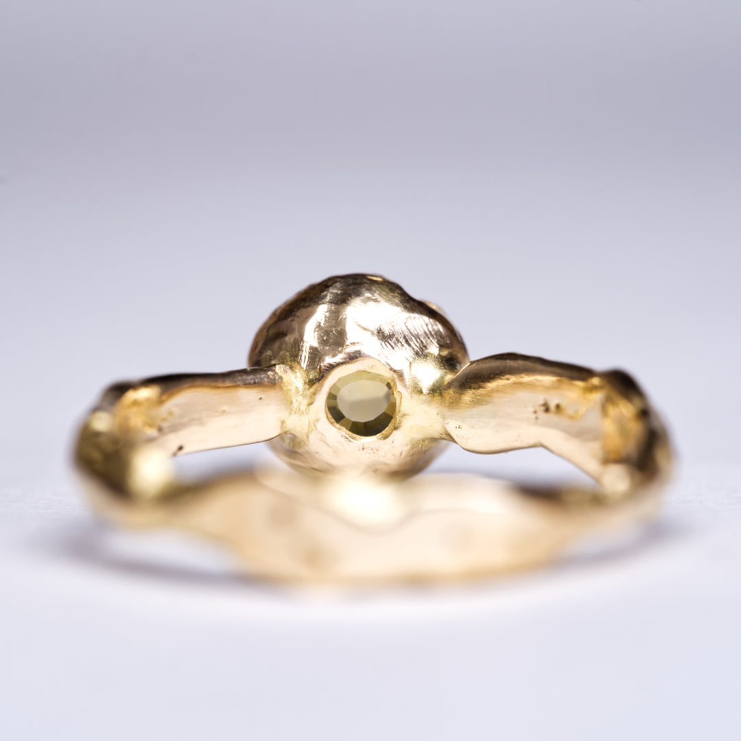 Golden Green Solitaire Montana Sapphire Ring