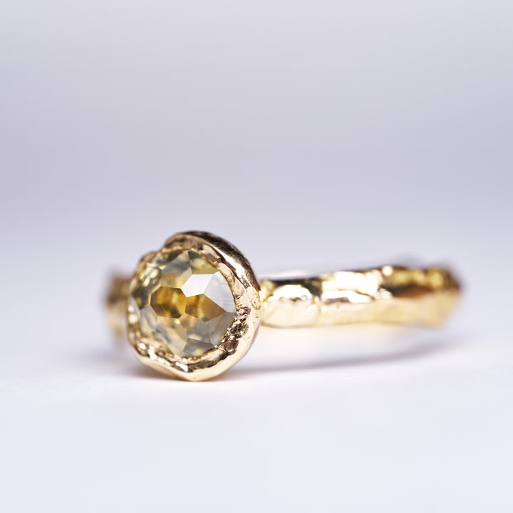 Golden Green Solitaire Montana Sapphire Ring