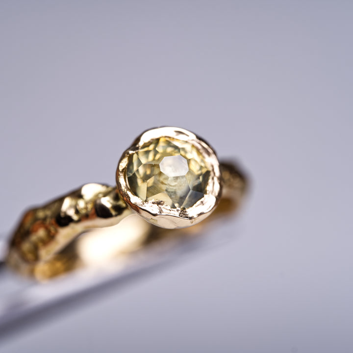Golden Green Solitaire Montana Sapphire Ring