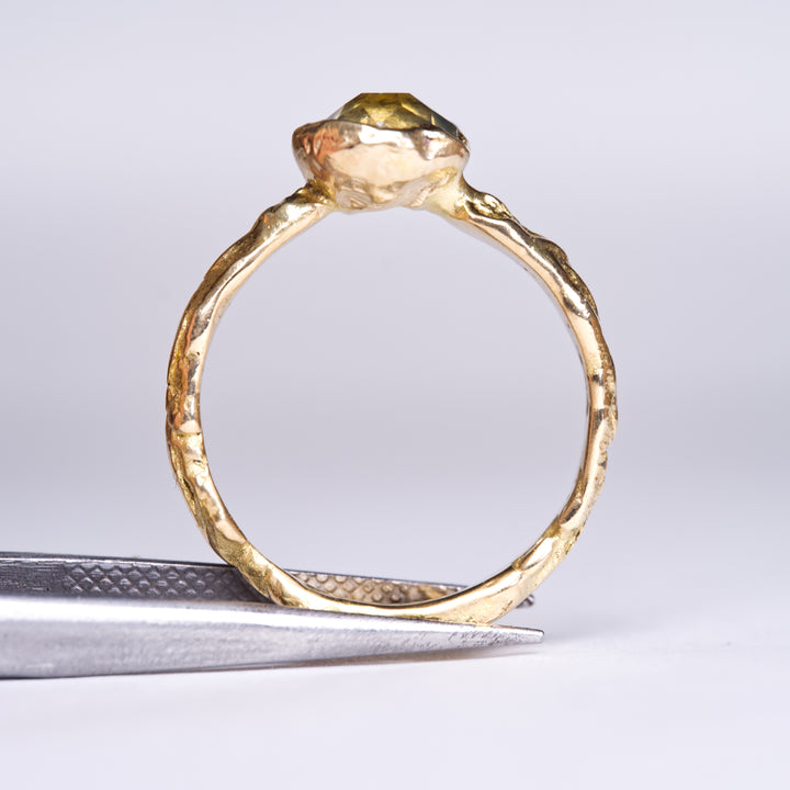 Golden Green Solitaire Montana Sapphire Ring
