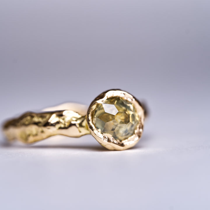 Golden Green Solitaire Montana Sapphire Ring