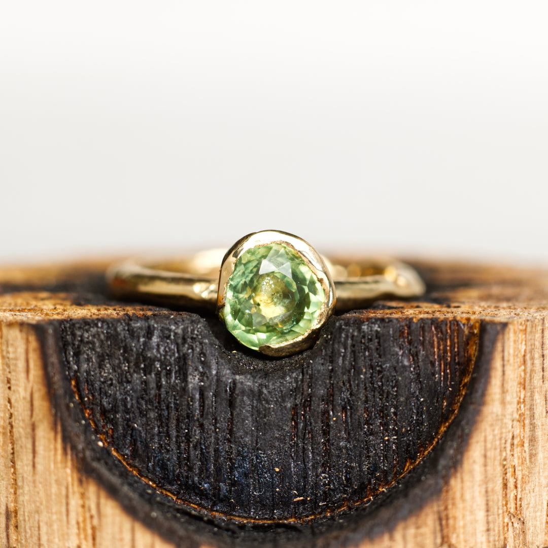 Grassland Green Solitaire Montana Sapphire Ring