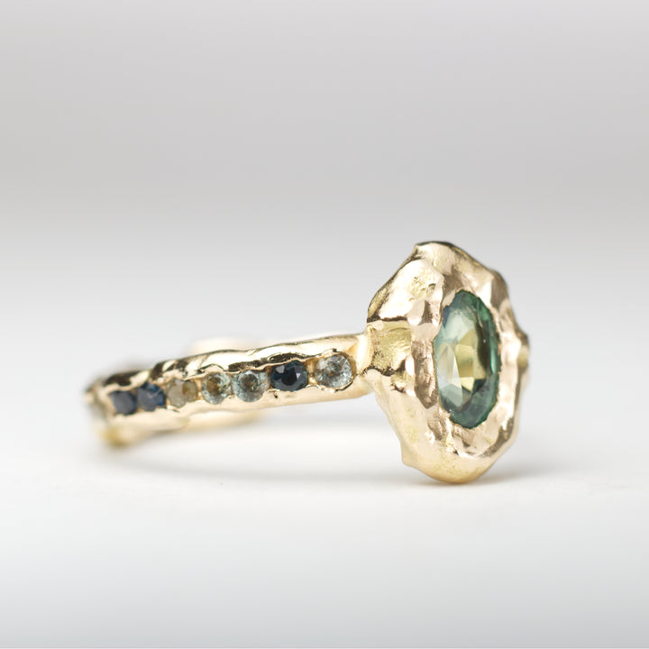 Bi-Color Sapphire Engagement Ring | OOAK
