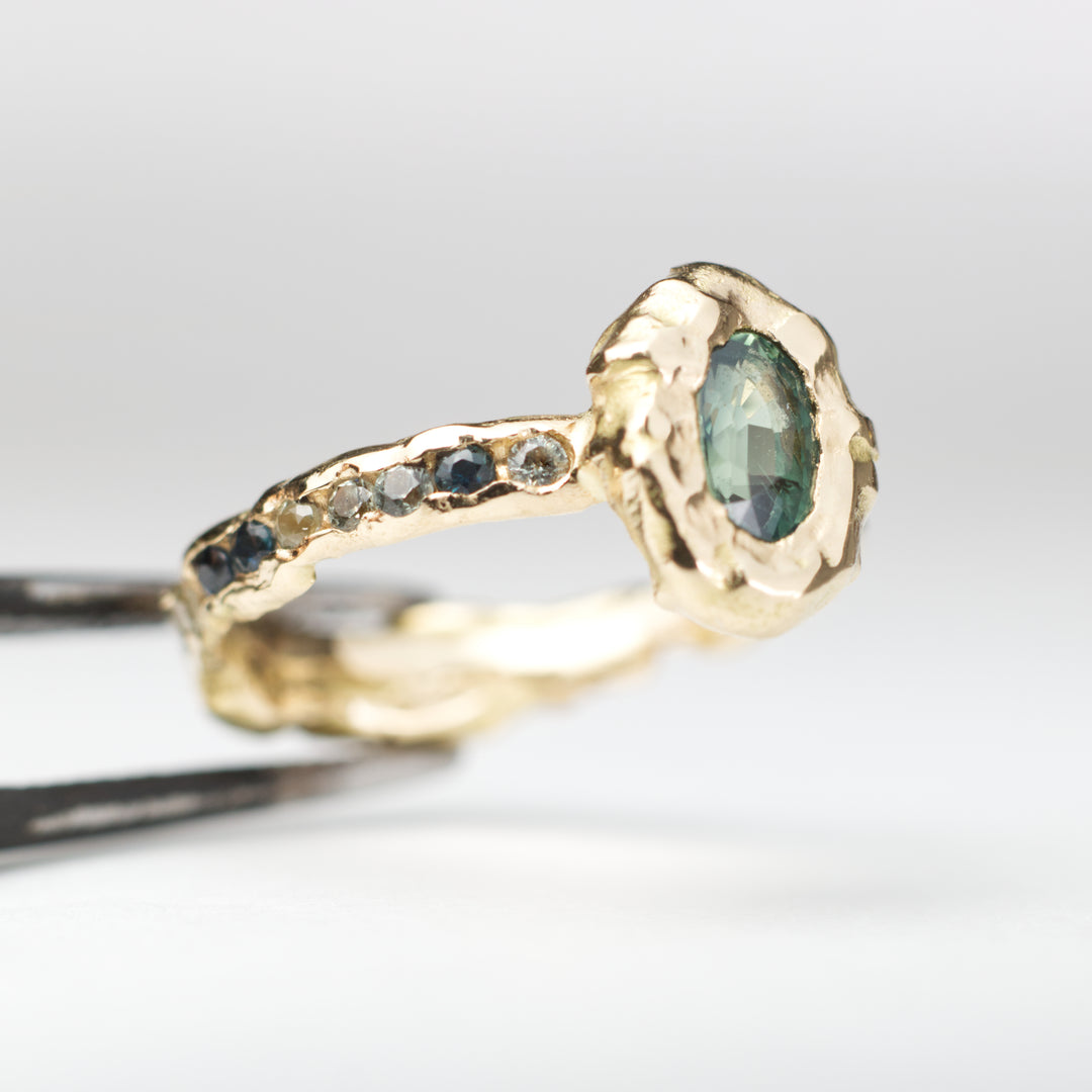 Bi-Color Sapphire Engagement Ring | OOAK