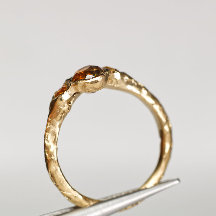 Lavender & Orange Bi-Color Montana Sapphire Ring - 3 Stone