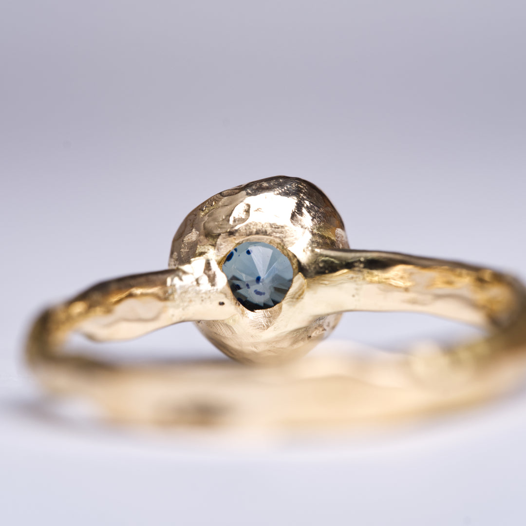 Speckled Teal Solitaire Montana Sapphire Ring