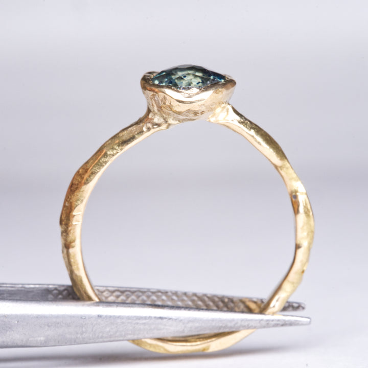 Speckled Teal Solitaire Montana Sapphire Ring