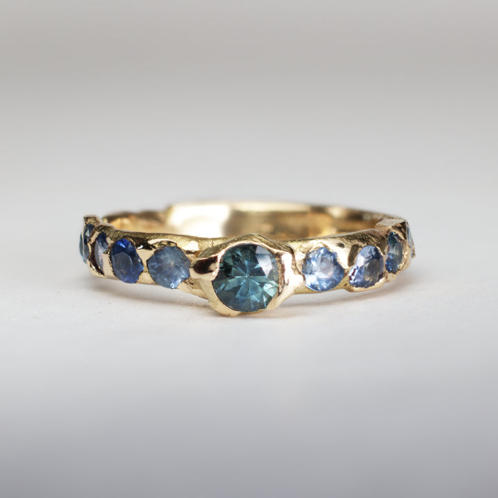 11 stone Montana Sapphire Engagement Ring