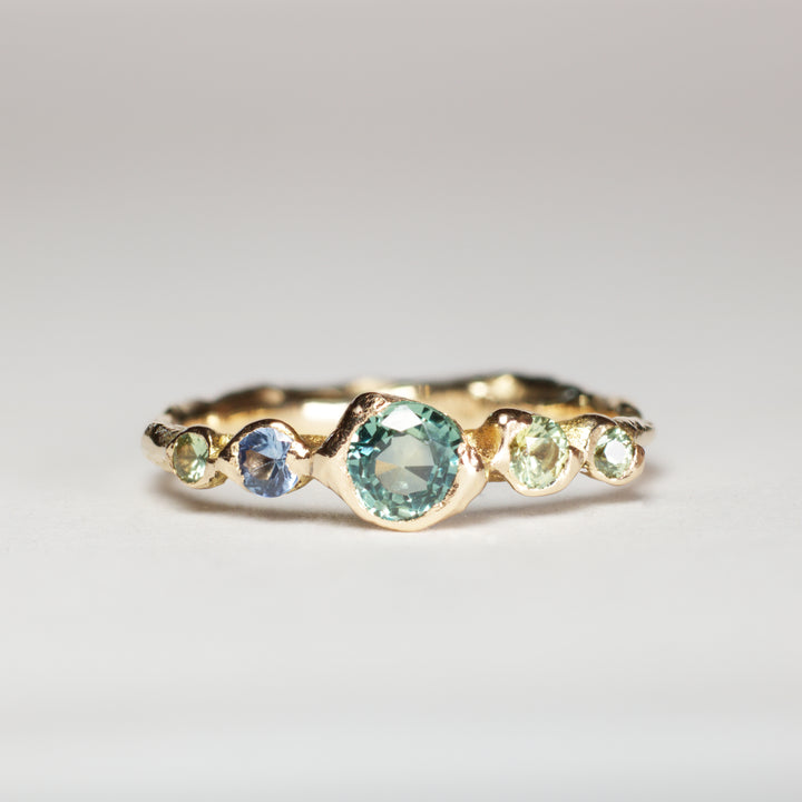 Teal Montana Sapphire Ring - 5 Stone