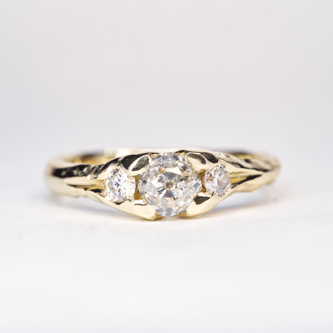 Old Mine Diamond Ring - 3 Stone