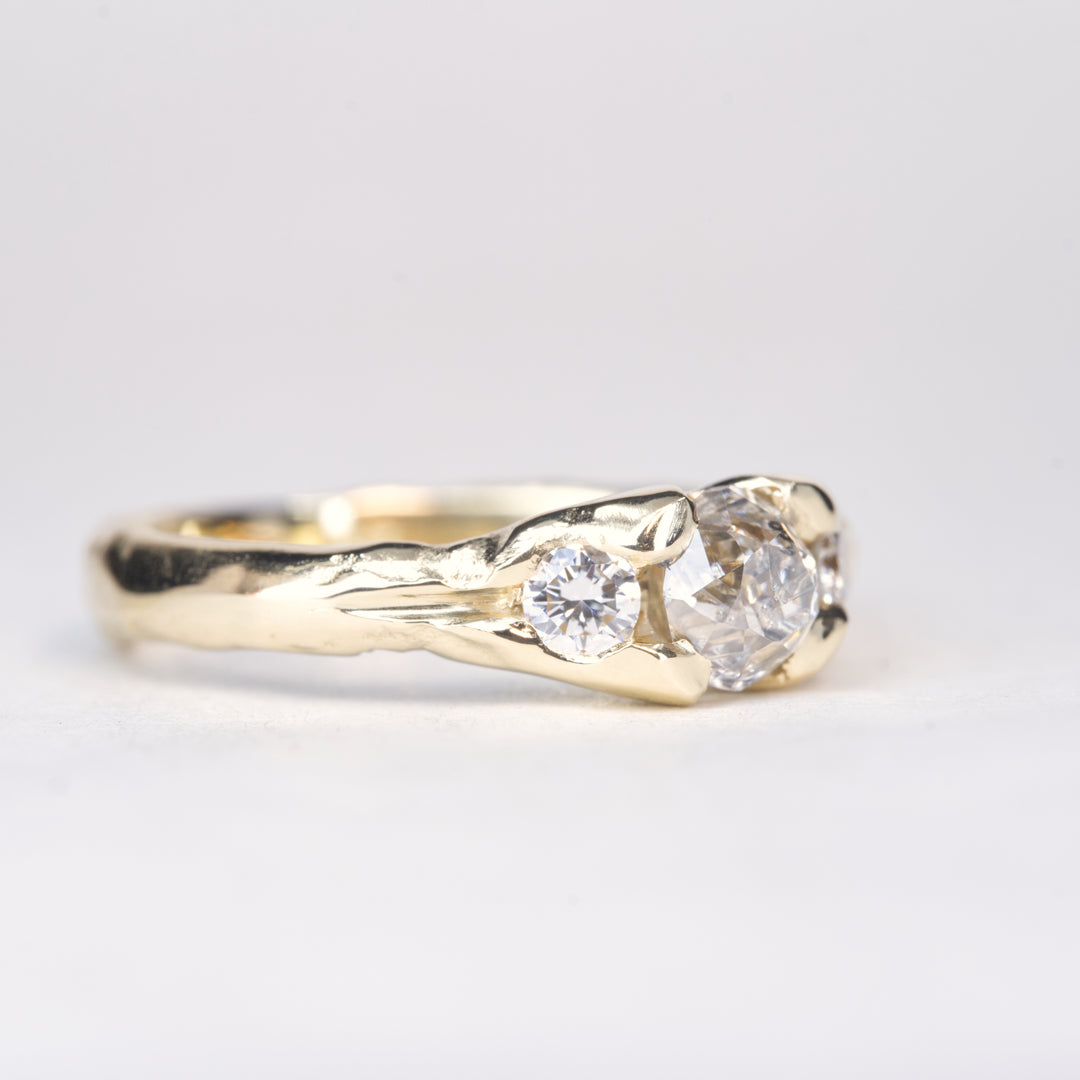 Old Mine Diamond Ring - 3 Stone
