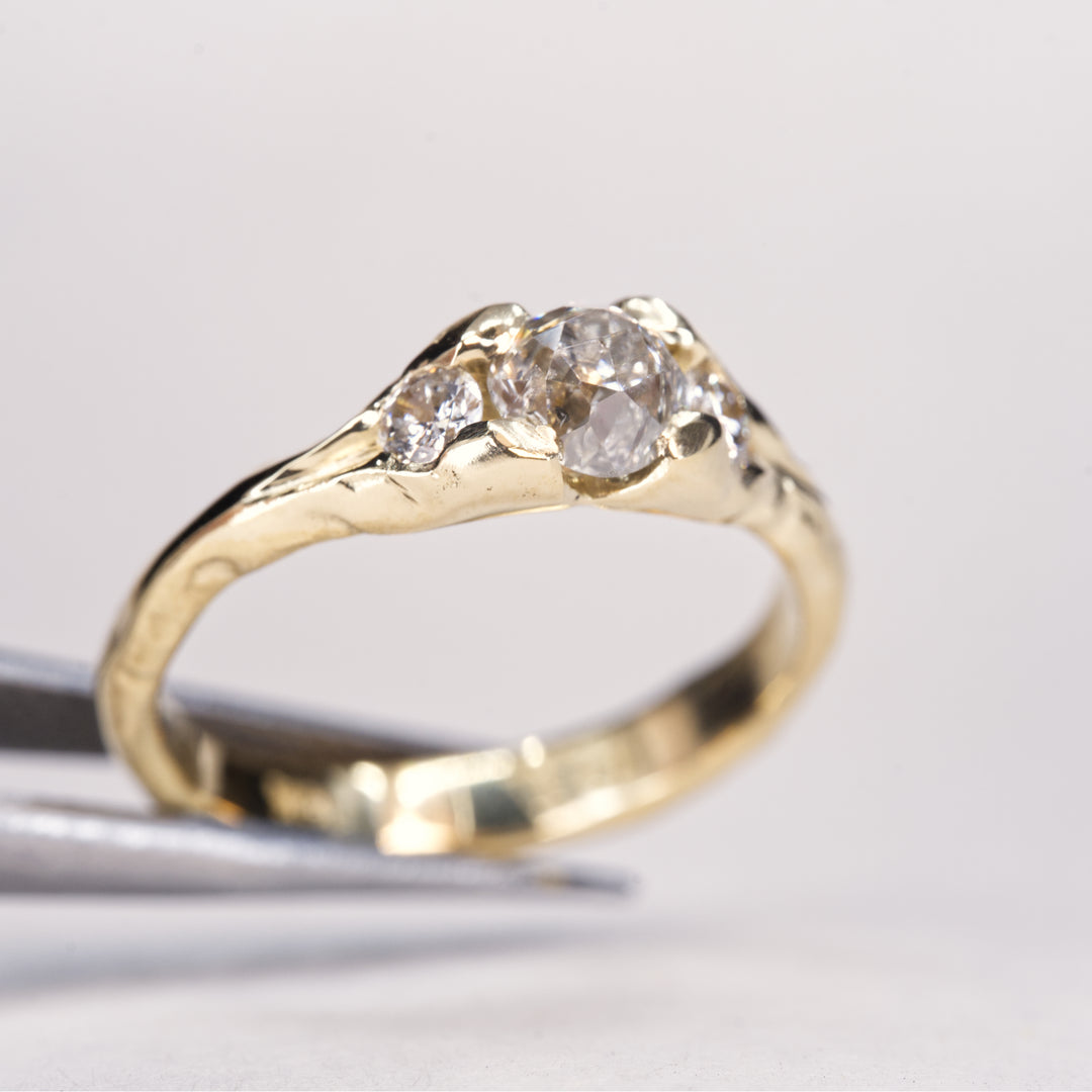 Old Mine Diamond Ring - 3 Stone