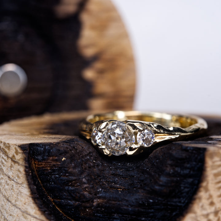 Old Mine Diamond Ring - 3 Stone