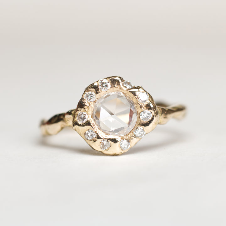 Rose Cut Halo Diamond Ring