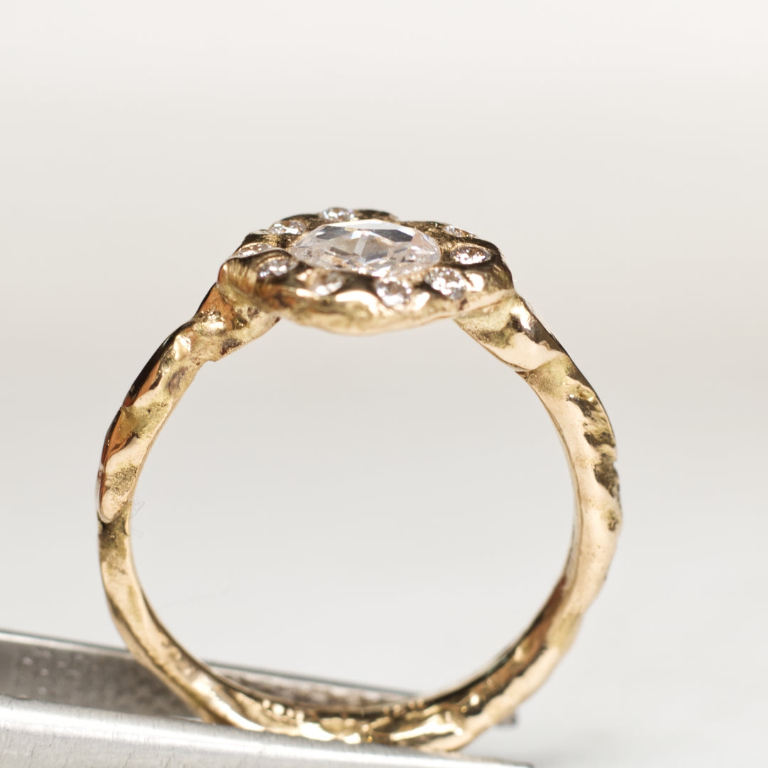 Rose Cut Halo Diamond Ring