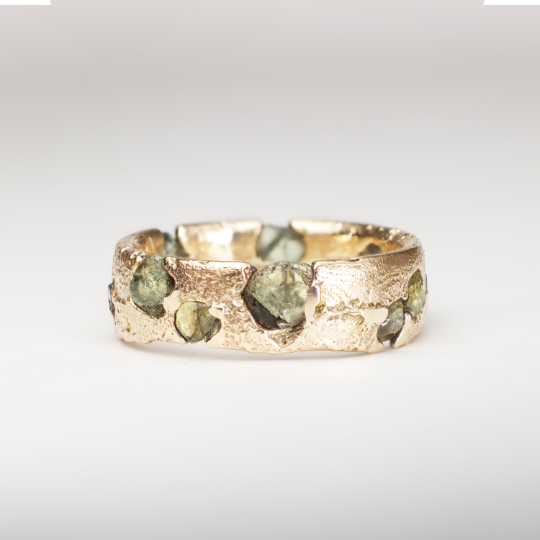 Rough Montana Sapphire Ring - Eternity Band Wide